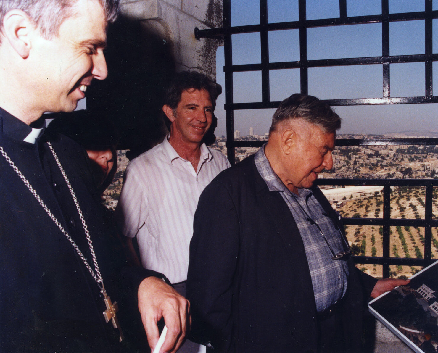 Teddy Kollek, Propst Friedrich and the architect at the Bell-tower