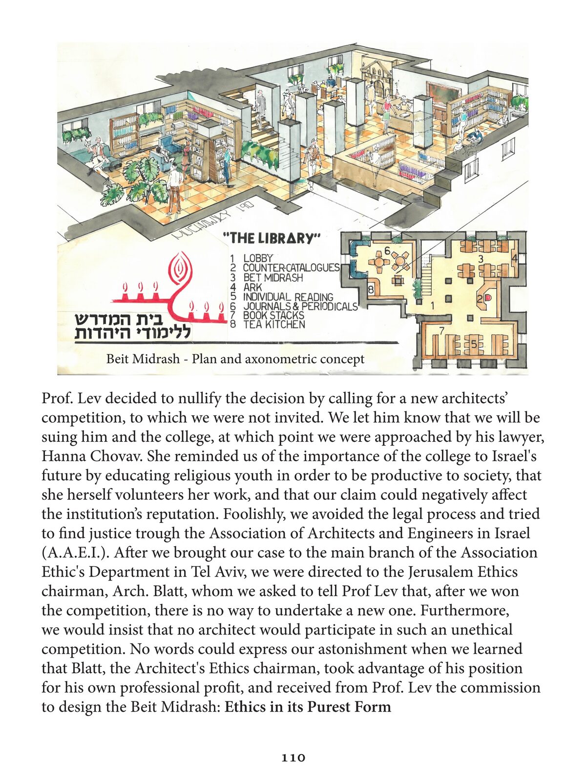 Beit Midrash plan and axonometric concept