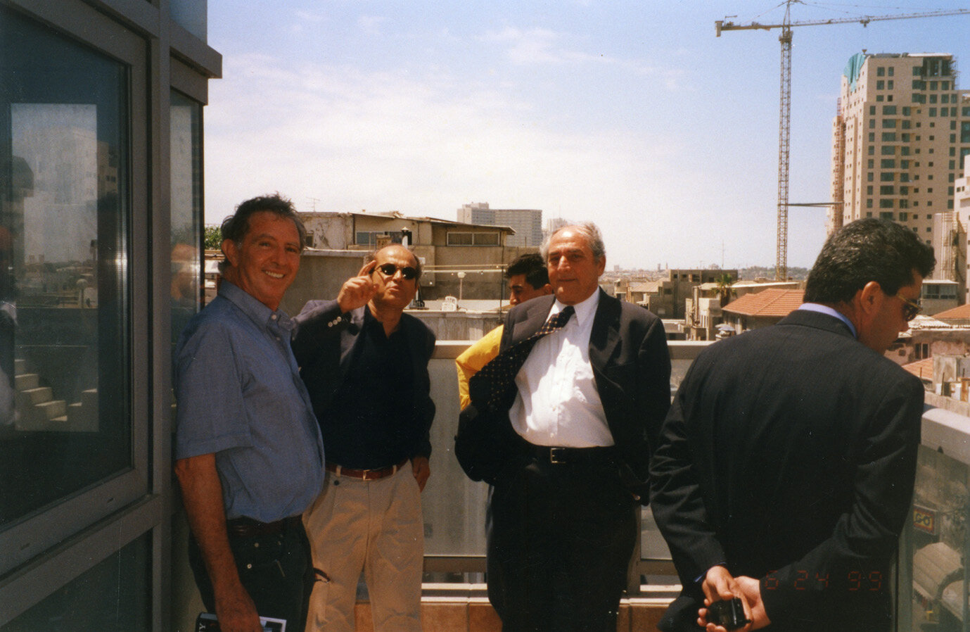The architect with Feisal Husseini at the building terrace