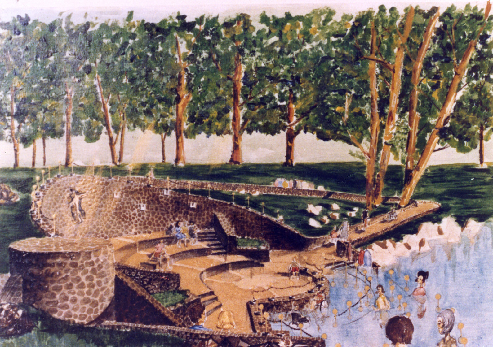 Watercolour rendering of the Baptist Site — architect's concept
